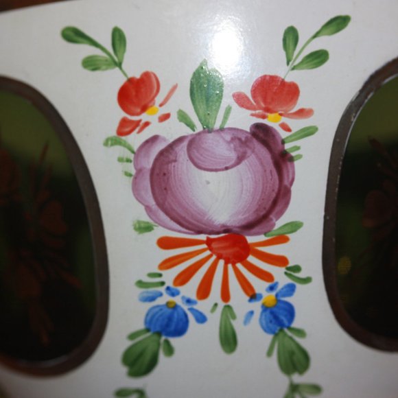 Czech Bohemian Glass Green Cased to White Small Bowl Hand Painted LOT 8155 - Picture 2 of 7